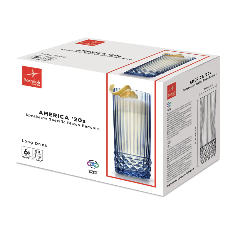 America 20s Long Drink 40 cl Set 6 Pezzi Sapphire Blue - Image 3