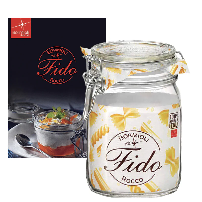 Fido 100 cl Vaso Ermetico Set 6 Pz con Ricettario Fido Bormioli